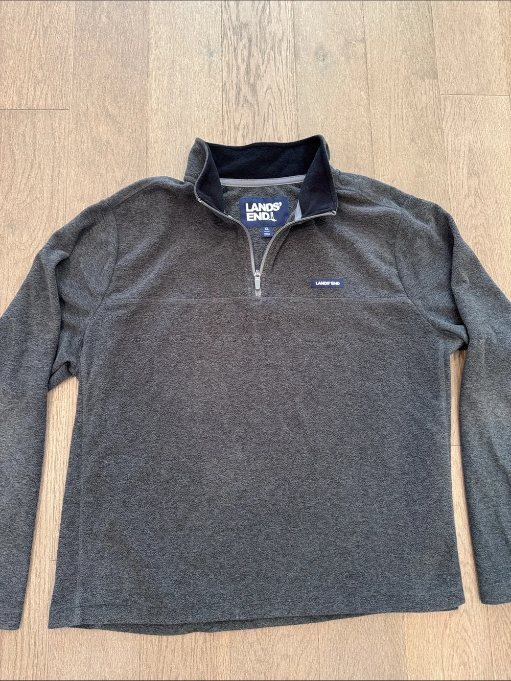 Lands’ End Fleece Quarter Zip Anyweather‎ Pullover Men’s XL High Collar Gray